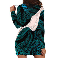 Teal Galaxy Polynesia Tribal Octopus Tattoo Hoodie Dress Pikake Lei Polynesian Pattern