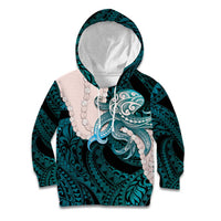 Teal Galaxy Polynesia Tribal Octopus Tattoo Kid Hoodie Pikake Lei Polynesian Pattern LT14 Hoodie Teal - Polynesian Pride