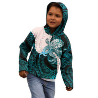 Teal Galaxy Polynesia Tribal Octopus Tattoo Kid Hoodie Pikake Lei Polynesian Pattern LT14 - Polynesian Pride