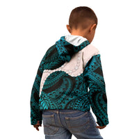 Teal Galaxy Polynesia Tribal Octopus Tattoo Kid Hoodie Pikake Lei Polynesian Pattern LT14 - Polynesian Pride