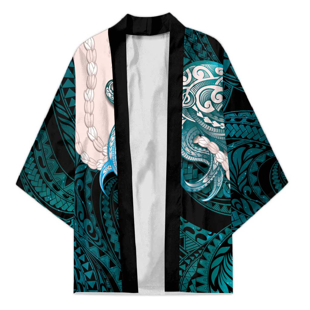 Teal Galaxy Polynesia Tribal Octopus Tattoo Kimono Pikake Lei Polynesian Pattern