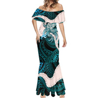 Teal Galaxy Polynesia Tribal Octopus Tattoo Mermaid Dress Pikake Lei Polynesian Pattern LT14 - Polynesian Pride