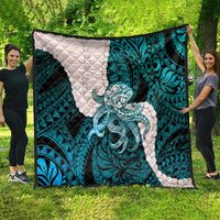 Teal Galaxy Polynesia Tribal Octopus Tattoo Quilt Pikake Lei Polynesian Pattern