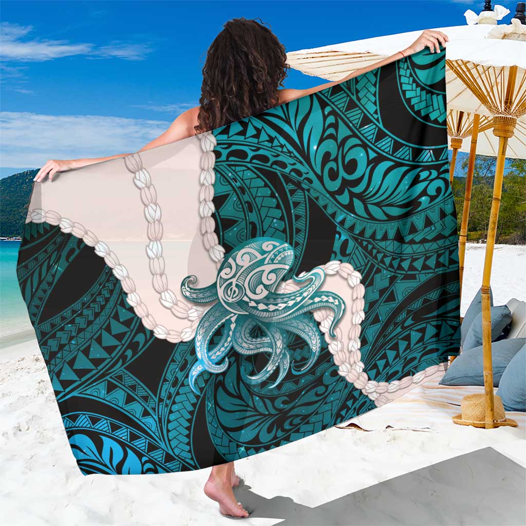 Teal Galaxy Polynesia Tribal Octopus Tattoo Sarong Pikake Lei Polynesian Pattern