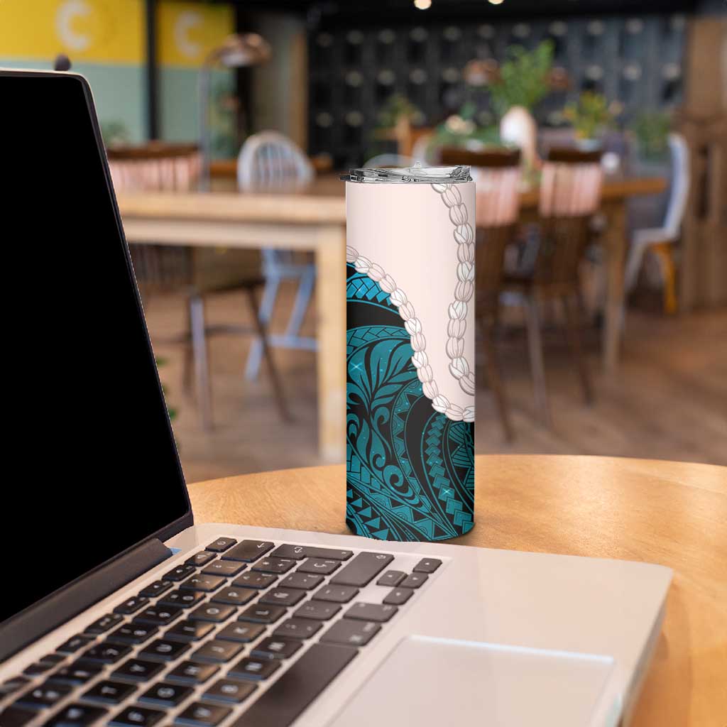 Teal Galaxy Polynesia Tribal Octopus Tattoo Skinny Tumbler Pikake Lei Polynesian Pattern