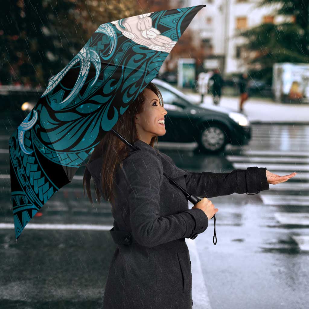 Teal Galaxy Polynesia Tribal Octopus Tattoo Umbrella Pikake Lei Polynesian Pattern