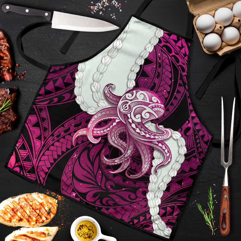 Pink Galaxy Polynesia Tribal Octopus Tattoo Apron Pikake Lei Polynesian Pattern