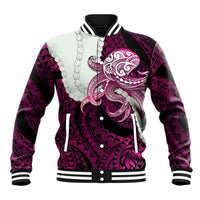 Pink Galaxy Polynesia Tribal Octopus Tattoo Baseball Jacket Pikake Lei Polynesian Pattern
