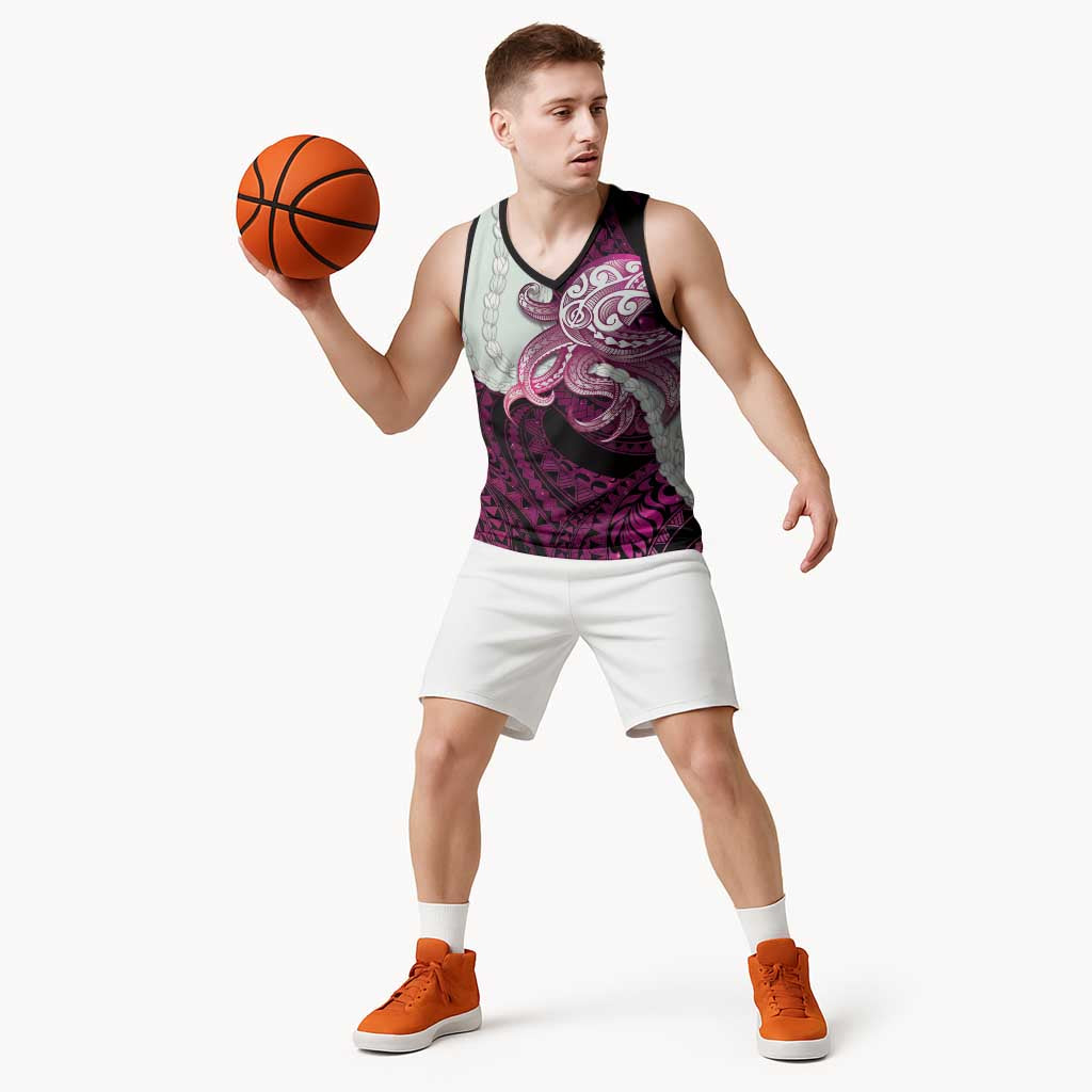 Pink Galaxy Polynesia Tribal Octopus Tattoo Basketball Jersey Pikake Lei Polynesian Pattern