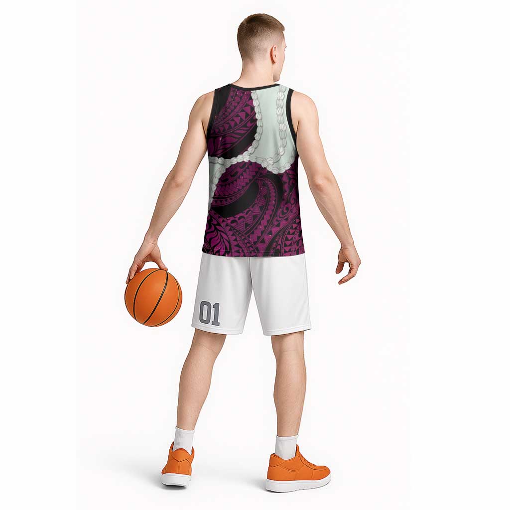 Pink Galaxy Polynesia Tribal Octopus Tattoo Basketball Jersey Pikake Lei Polynesian Pattern