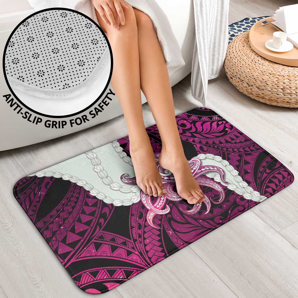 Pink Galaxy Polynesia Tribal Octopus Tattoo Bathroom Set Pikake Lei Polynesian Pattern