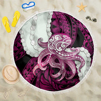 Pink Galaxy Polynesia Tribal Octopus Tattoo Beach Blanket Pikake Lei Polynesian Pattern