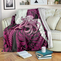 Pink Galaxy Polynesia Tribal Octopus Tattoo Blanket Pikake Lei Polynesian Pattern