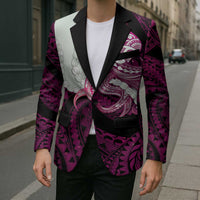 Pink Galaxy Polynesia Tribal Octopus Tattoo Blazer Pikake Lei Polynesian Pattern