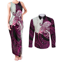 Pink Galaxy Polynesia Tribal Octopus Tattoo Couples Matching Tank Maxi Dress and Long Sleeve Button Shirt Pikake Lei Polynesian Pattern LT14 Pink - Polynesian Pride