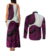 Pink Galaxy Polynesia Tribal Octopus Tattoo Couples Matching Tank Maxi Dress and Long Sleeve Button Shirt Pikake Lei Polynesian Pattern LT14 - Polynesian Pride