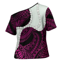 Pink Galaxy Polynesia Tribal Octopus Tattoo Cross Shoulder Shirt Pikake Lei Polynesian Pattern LT14 - Polynesian Pride