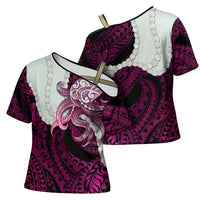 Pink Galaxy Polynesia Tribal Octopus Tattoo Cross Shoulder Shirt Pikake Lei Polynesian Pattern LT14 - Polynesian Pride