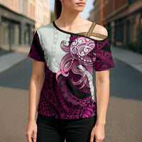 Pink Galaxy Polynesia Tribal Octopus Tattoo Cross Shoulder Shirt Pikake Lei Polynesian Pattern LT14 - Polynesian Pride