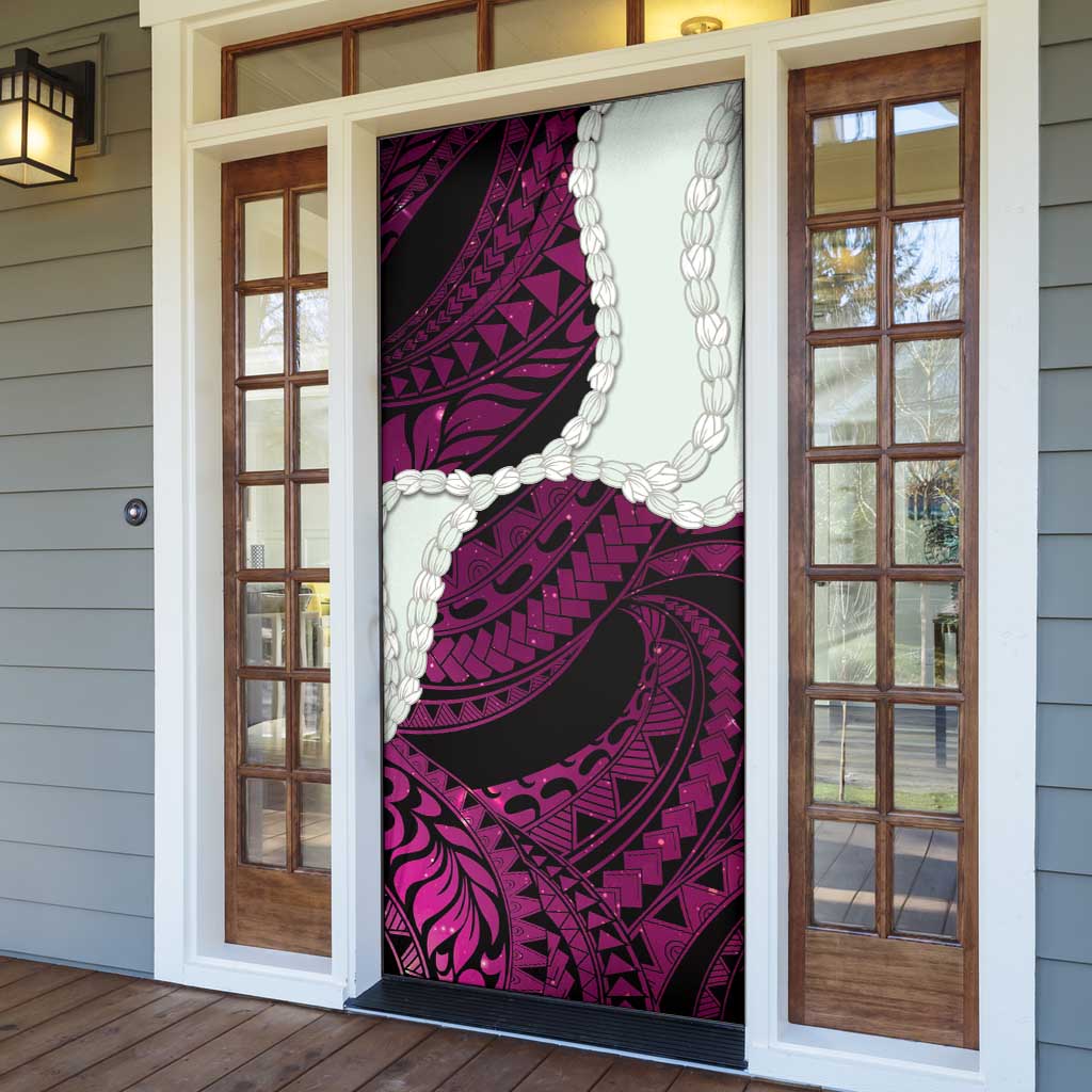 Pink Galaxy Polynesia Tribal Octopus Tattoo Door Cover Pikake Lei Polynesian Pattern