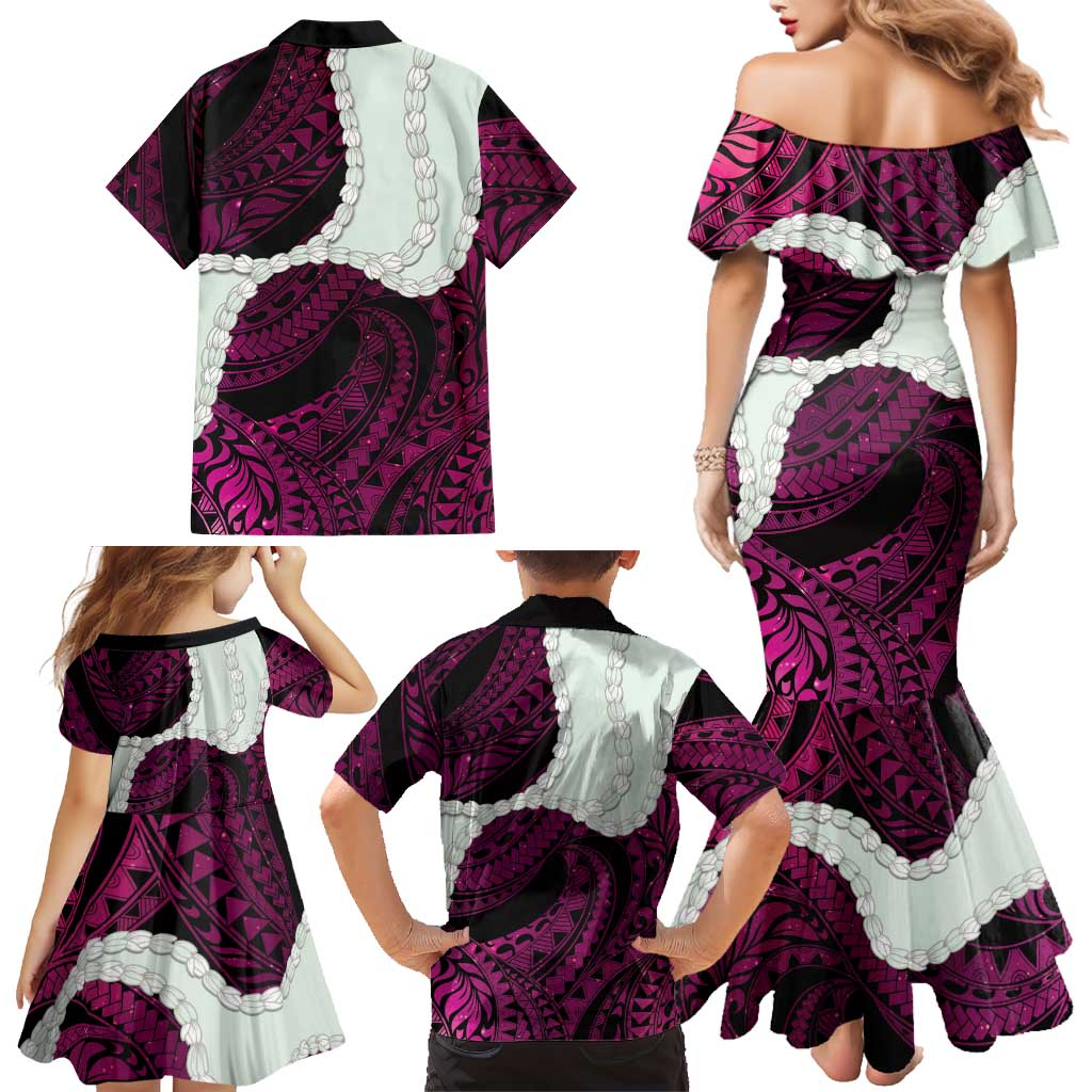 Pink Galaxy Polynesia Tribal Octopus Tattoo Family Matching Mermaid Dress and Hawaiian Shirt Pikake Lei Polynesian Pattern LT14 - Polynesian Pride