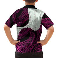 Pink Galaxy Polynesia Tribal Octopus Tattoo Family Matching Off Shoulder Short Dress and Hawaiian Shirt Pikake Lei Polynesian Pattern LT14 - Polynesian Pride