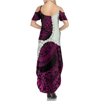 Pink Galaxy Polynesia Tribal Octopus Tattoo Family Matching Summer Maxi Dress and Hawaiian Shirt Pikake Lei Polynesian Pattern LT14 - Polynesian Pride