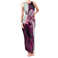 Pink Galaxy Polynesia Tribal Octopus Tattoo Family Matching Tank Maxi Dress and Hawaiian Shirt Pikake Lei Polynesian Pattern LT14 Mom's Dress Pink - Polynesian Pride