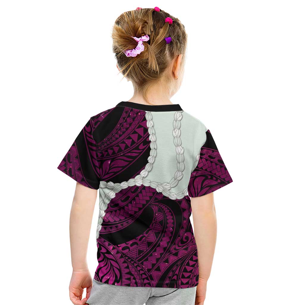 Pink Galaxy Polynesia Tribal Octopus Tattoo Kid T Shirt Pikake Lei Polynesian Pattern LT14 - Polynesian Pride