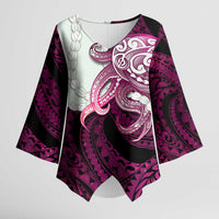 Pink Galaxy Polynesia Tribal Octopus Tattoo Kimono Sleeve Blouse Pikake Lei Polynesian Pattern LT14 Female Pink - Polynesian Pride