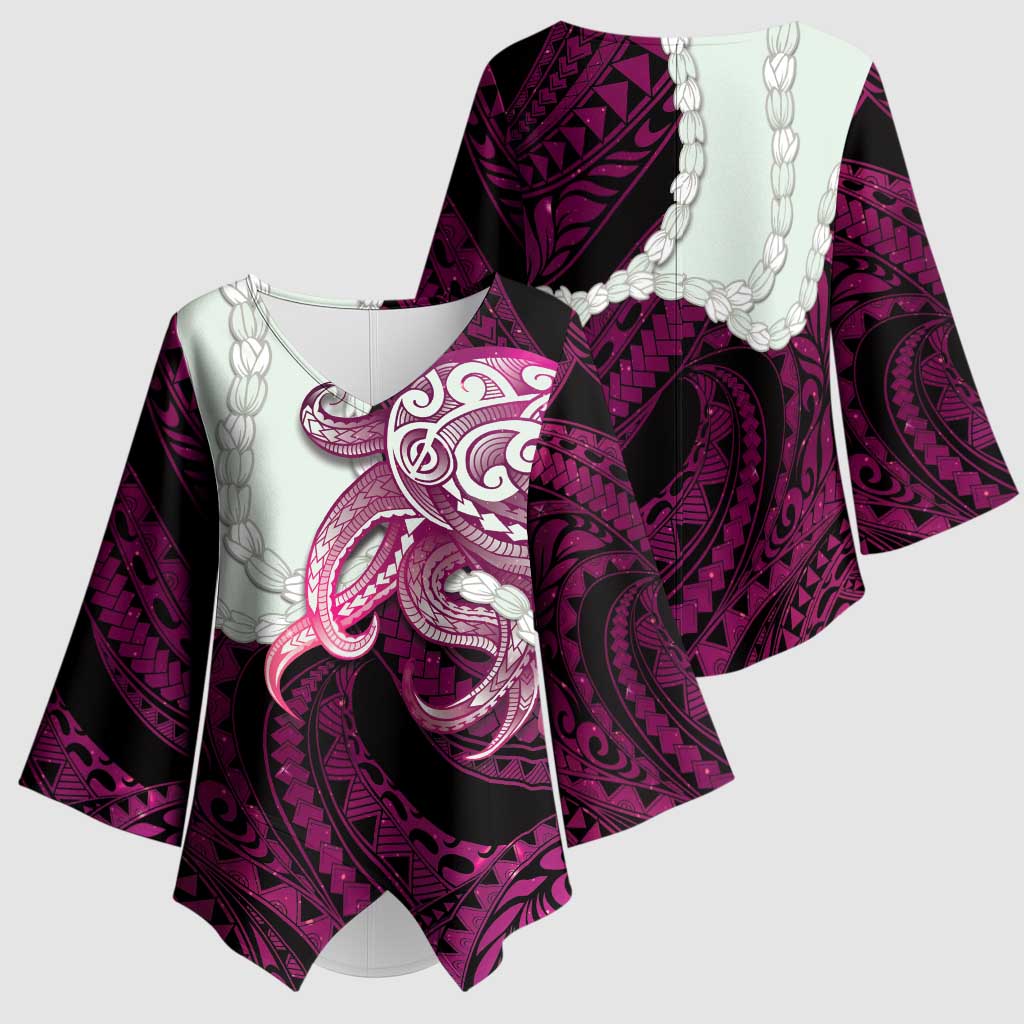 Pink Galaxy Polynesia Tribal Octopus Tattoo Kimono Sleeve Blouse Pikake Lei Polynesian Pattern LT14 - Polynesian Pride