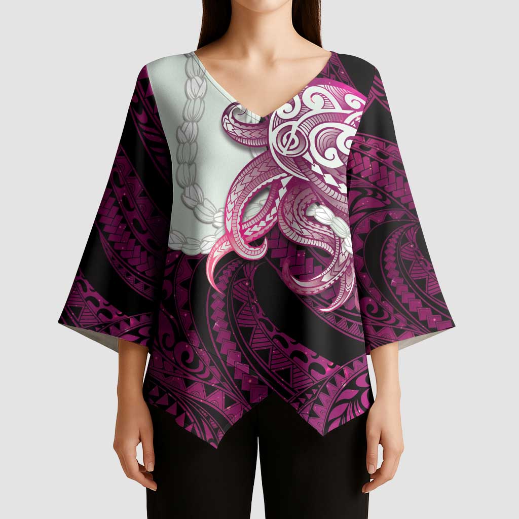 Pink Galaxy Polynesia Tribal Octopus Tattoo Kimono Sleeve Blouse Pikake Lei Polynesian Pattern LT14 - Polynesian Pride