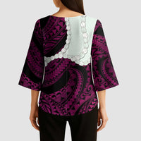 Pink Galaxy Polynesia Tribal Octopus Tattoo Kimono Sleeve Blouse Pikake Lei Polynesian Pattern LT14 - Polynesian Pride