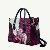 Pink Galaxy Polynesia Tribal Octopus Tattoo Leather Bag Pikake Lei Polynesian Pattern