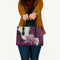 Pink Galaxy Polynesia Tribal Octopus Tattoo Leather Bag Pikake Lei Polynesian Pattern