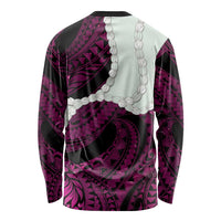 Pink Galaxy Polynesia Tribal Octopus Tattoo Long Sleeve Shirt Pikake Lei Polynesian Pattern