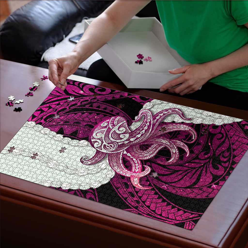 Pink Galaxy Polynesia Tribal Octopus Tattoo Puzzle Pikake Lei Polynesian Pattern