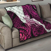 Pink Galaxy Polynesia Tribal Octopus Tattoo Quilt Pikake Lei Polynesian Pattern
