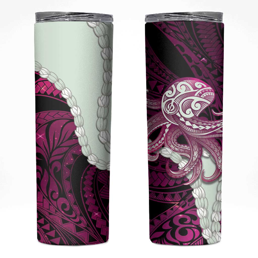 Pink Galaxy Polynesia Tribal Octopus Tattoo Skinny Tumbler Pikake Lei Polynesian Pattern