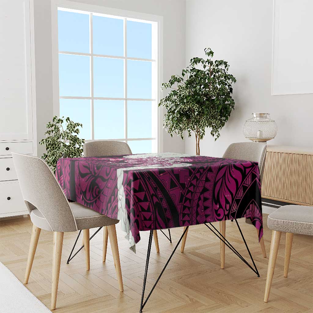 Pink Galaxy Polynesia Tribal Octopus Tattoo Tablecloth Pikake Lei Polynesian Pattern