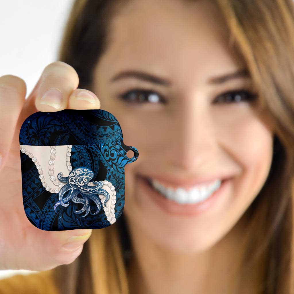 Blue Galaxy Polynesia Tribal Octopus Tattoo AirPods Case Pikake Lei Polynesian Pattern