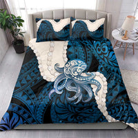 Blue Galaxy Polynesia Tribal Octopus Tattoo Bedding Set Pikake Lei Polynesian Pattern