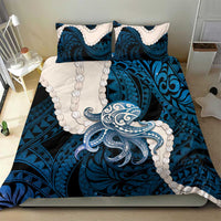Blue Galaxy Polynesia Tribal Octopus Tattoo Bedding Set Pikake Lei Polynesian Pattern