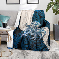 Blue Galaxy Polynesia Tribal Octopus Tattoo Blanket Pikake Lei Polynesian Pattern
