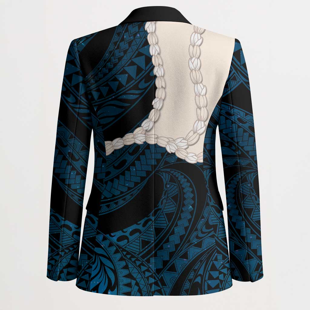 Blue Galaxy Polynesia Tribal Octopus Tattoo Blazer Pikake Lei Polynesian Pattern