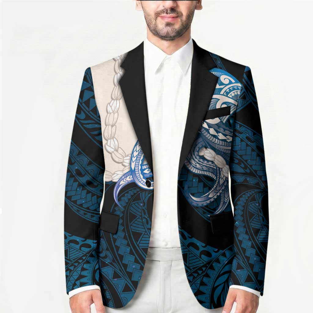 Blue Galaxy Polynesia Tribal Octopus Tattoo Blazer Pikake Lei Polynesian Pattern