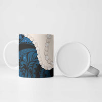 Blue Galaxy Polynesia Tribal Octopus Tattoo Ceramic Mug Pikake Lei Polynesian Pattern
