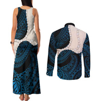 Blue Galaxy Polynesia Tribal Octopus Tattoo Couples Matching Tank Maxi Dress and Long Sleeve Button Shirt Pikake Lei Polynesian Pattern LT14 - Polynesian Pride