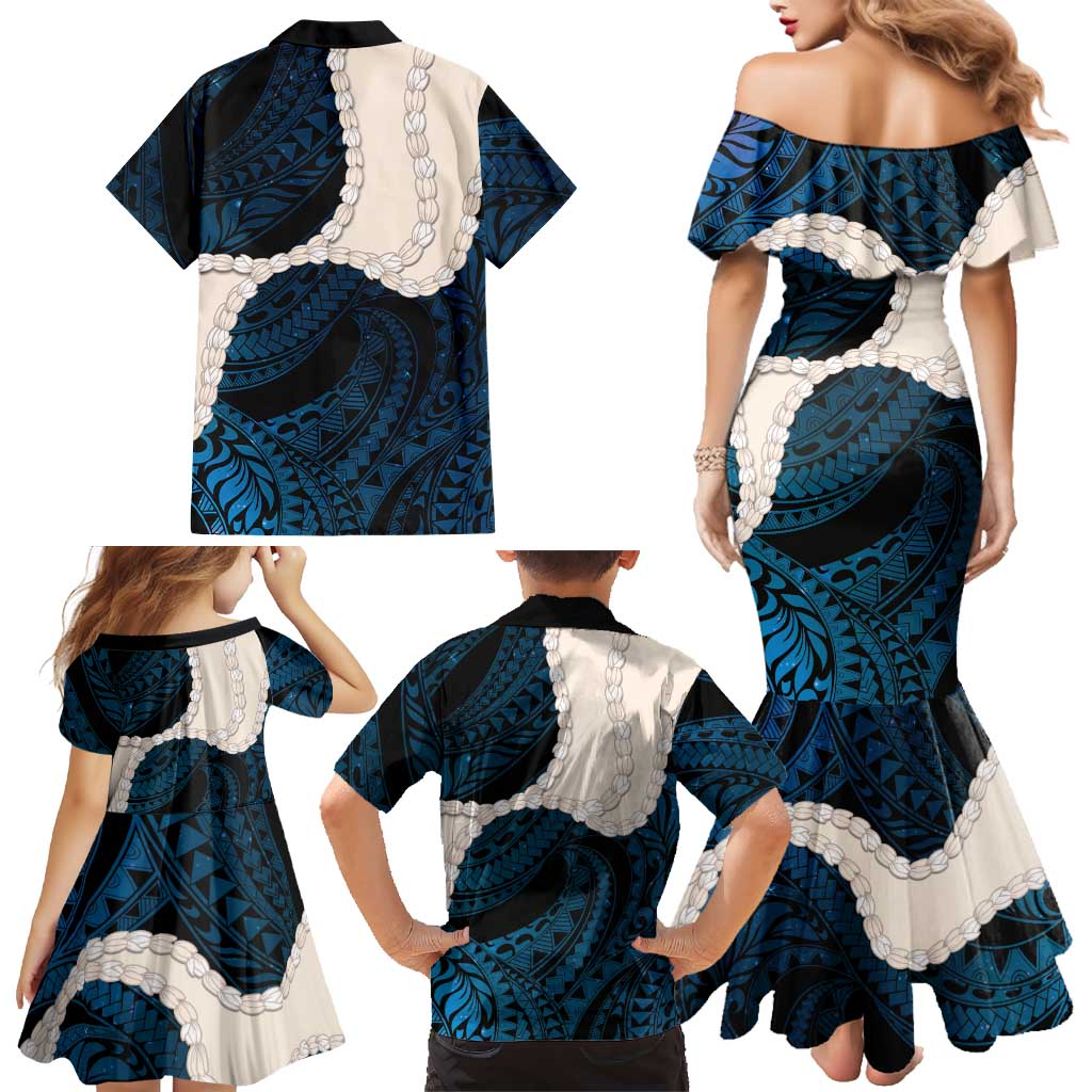 Blue Galaxy Polynesia Tribal Octopus Tattoo Family Matching Mermaid Dress and Hawaiian Shirt Pikake Lei Polynesian Pattern LT14 - Polynesian Pride