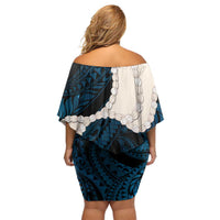 Blue Galaxy Polynesia Tribal Octopus Tattoo Family Matching Off Shoulder Short Dress and Hawaiian Shirt Pikake Lei Polynesian Pattern LT14 - Polynesian Pride